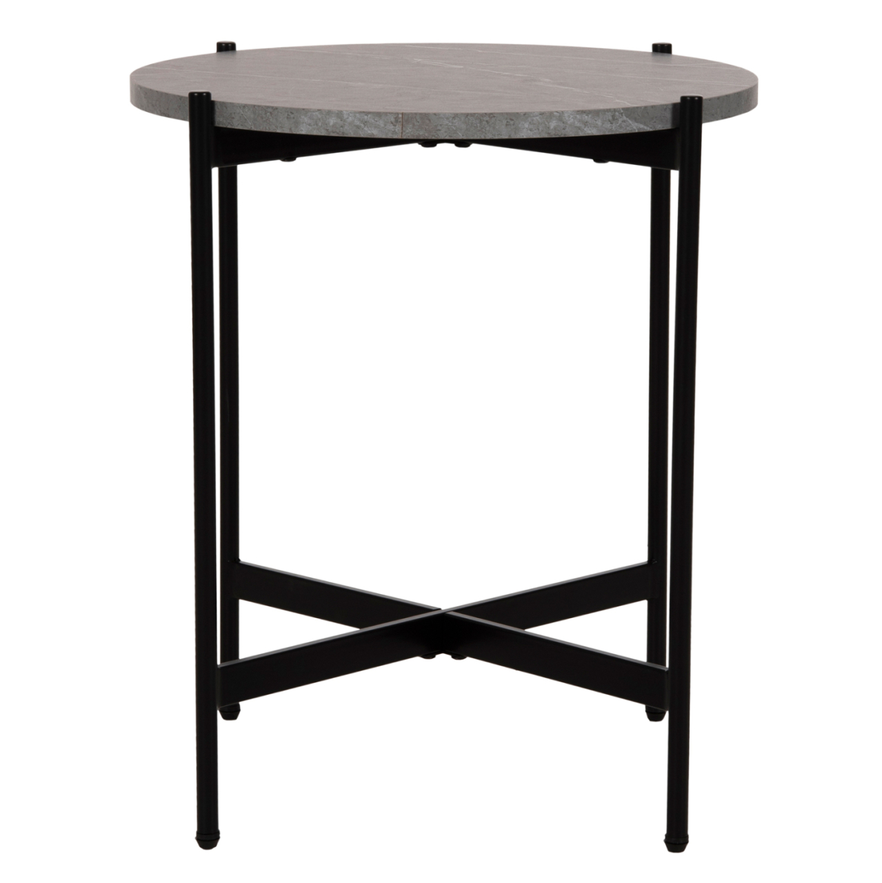 SIDE TABLE HM9589.02 MDF GREY MARBLE-BLACK METAL BASE Φ50x55Hcm. [3]