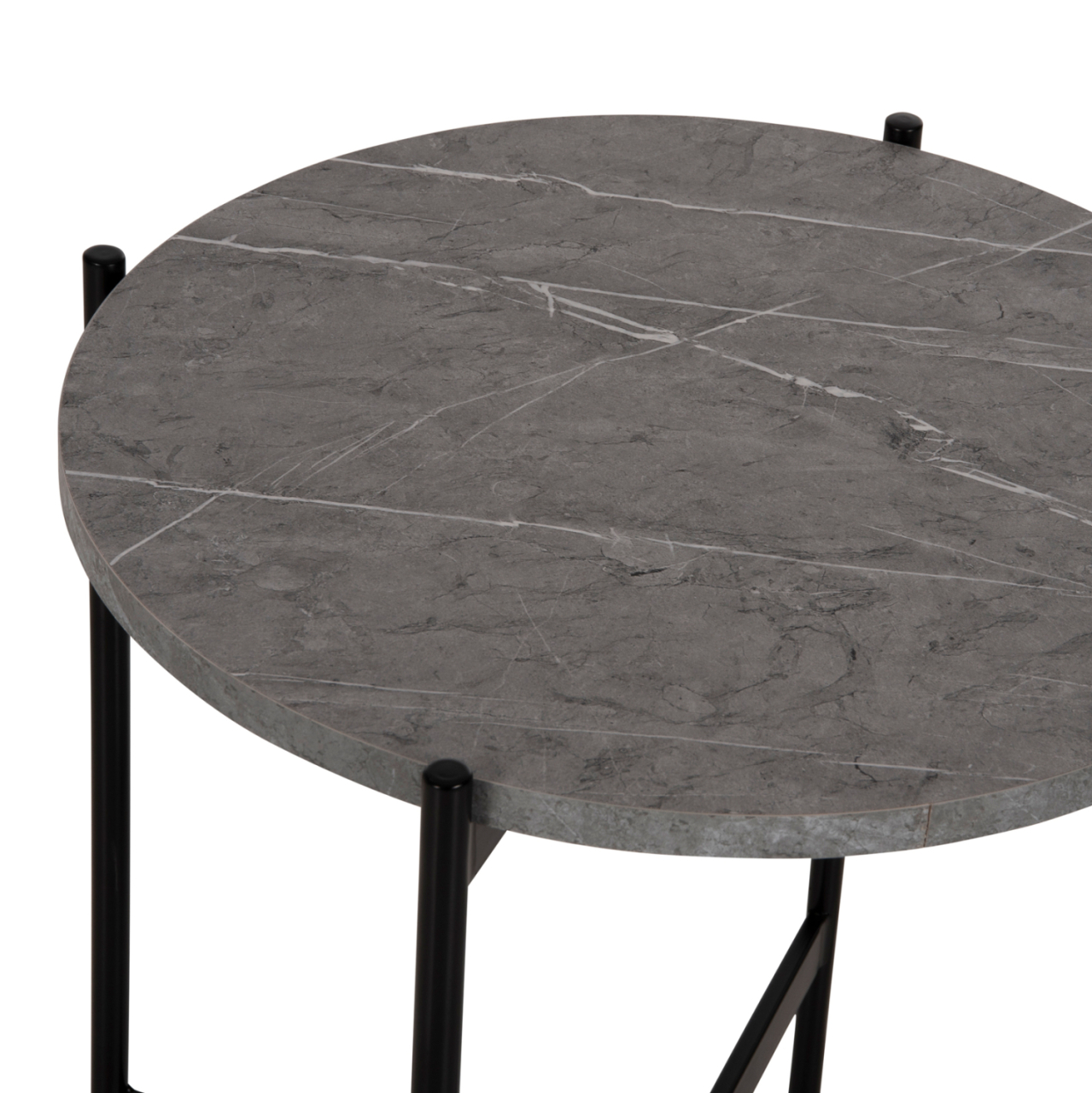 SIDE TABLE HM9589.02 MDF GREY MARBLE-BLACK METAL BASE Φ50x55Hcm. [5]
