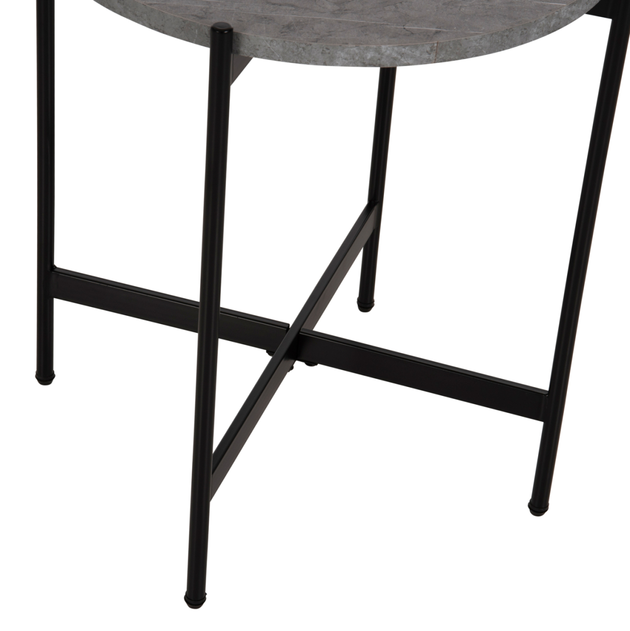 SIDE TABLE HM9589.02 MDF GREY MARBLE-BLACK METAL BASE Φ50x55Hcm. [6]