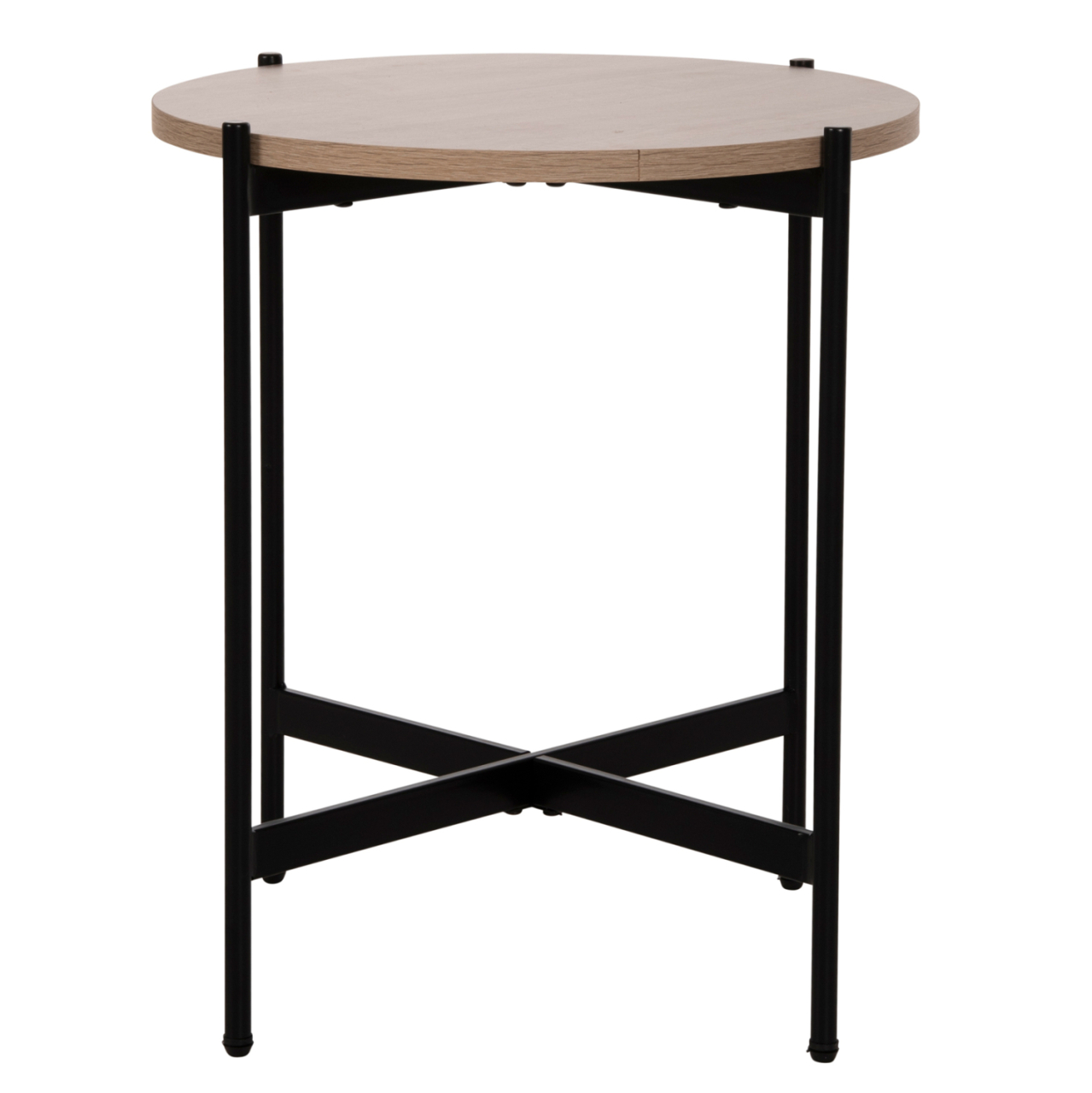 SIDE TABLE HM9589.03 MDF SONOMA-BLACK METAL BASE Φ50x55Hcm. [3]
