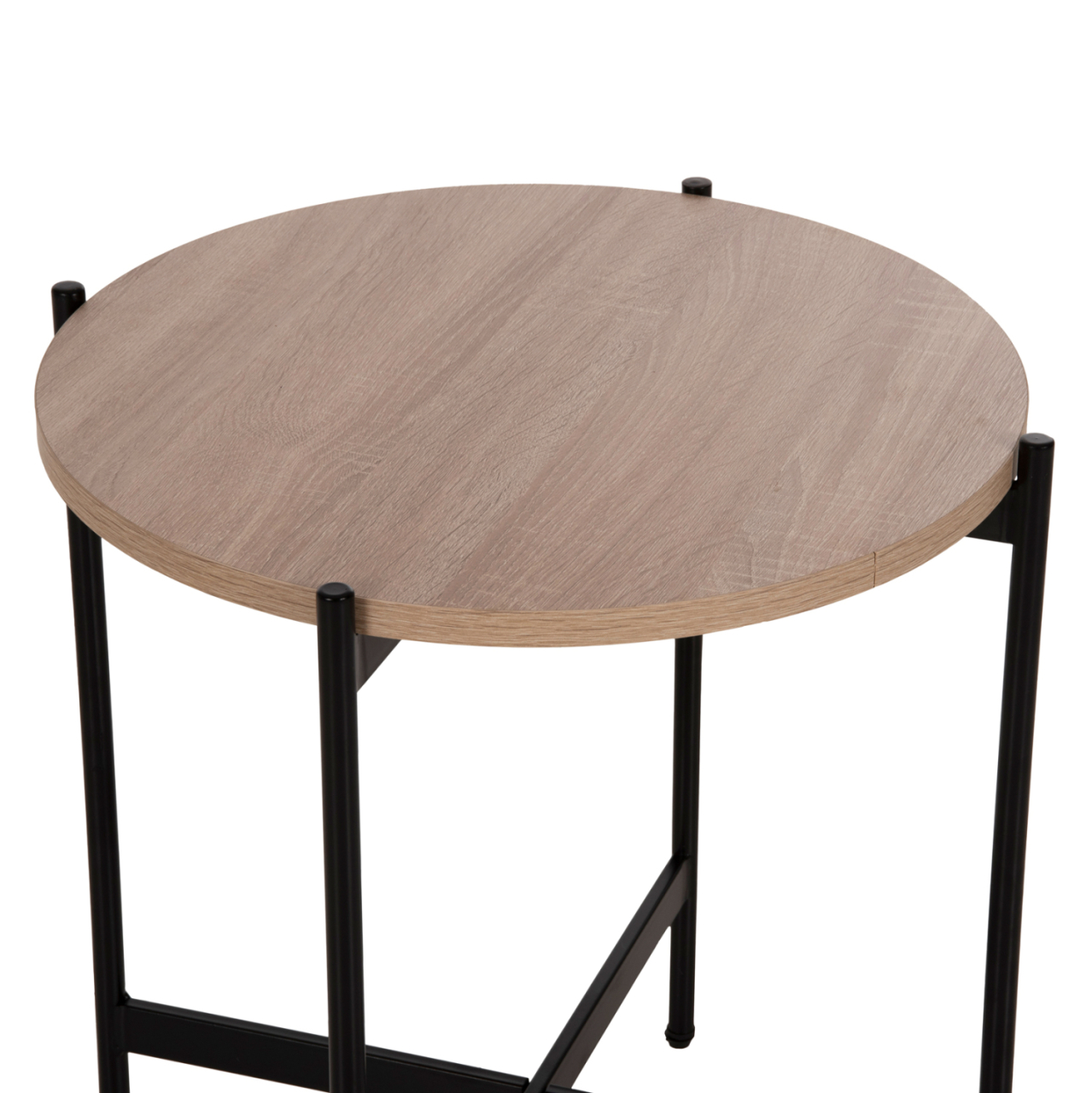 SIDE TABLE HM9589.03 MDF SONOMA-BLACK METAL BASE Φ50x55Hcm. [5]