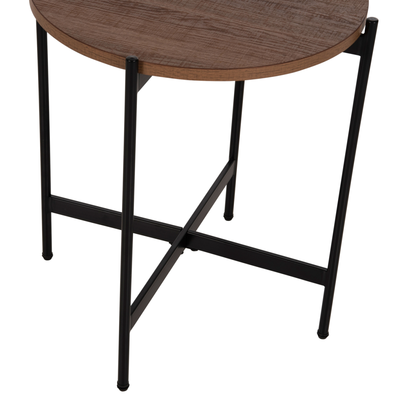 SIDE TABLE HM9589.04 MDF WALNUT-BLACK METAL BASE Φ50x55Hcm. [6]
