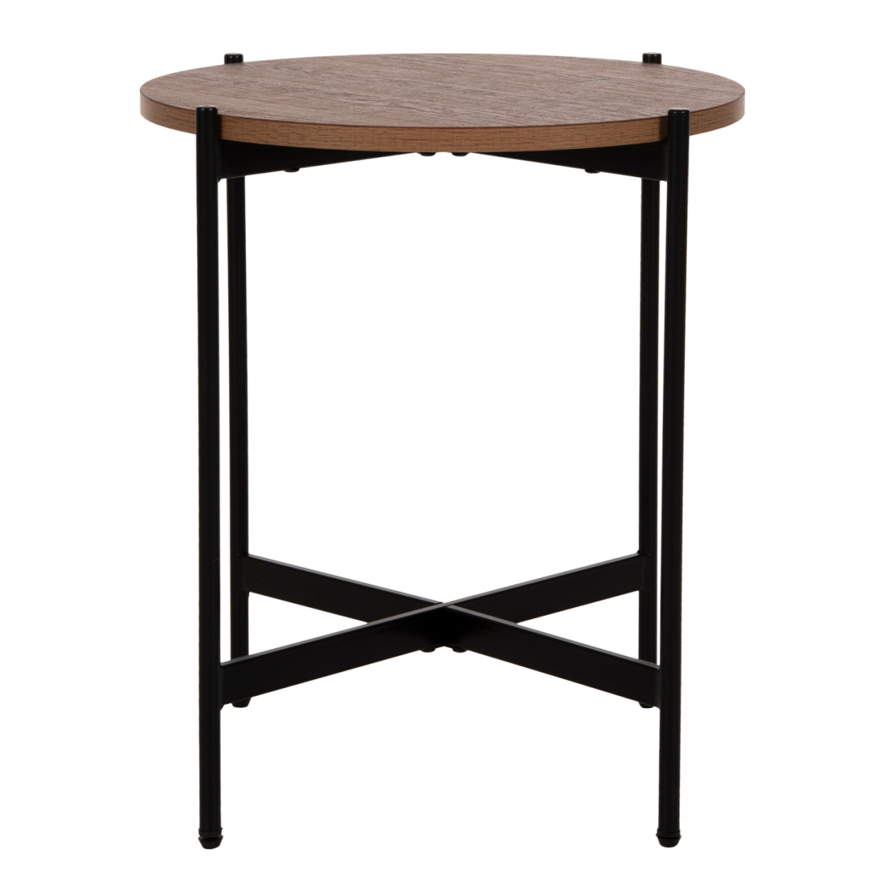 SIDE TABLE HM9589.04 MDF WALNUT-BLACK METAL BASE Φ50x55Hcm. [3]
