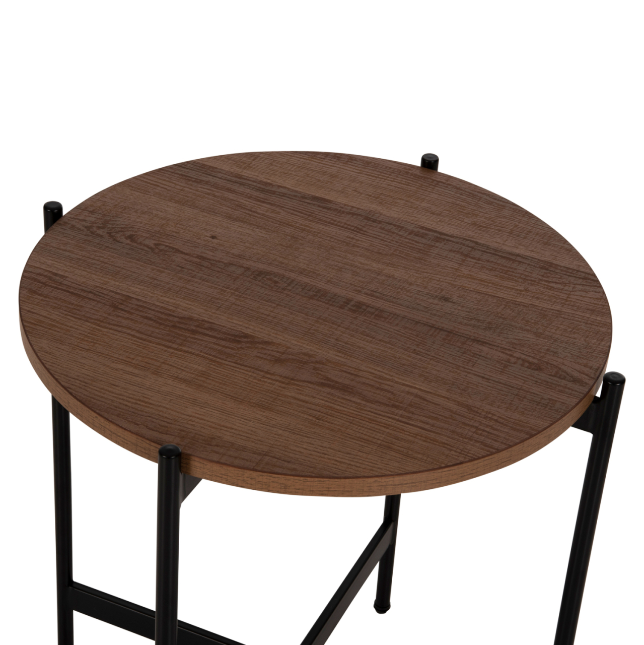 SIDE TABLE HM9589.04 MDF WALNUT-BLACK METAL BASE Φ50x55Hcm. [5]