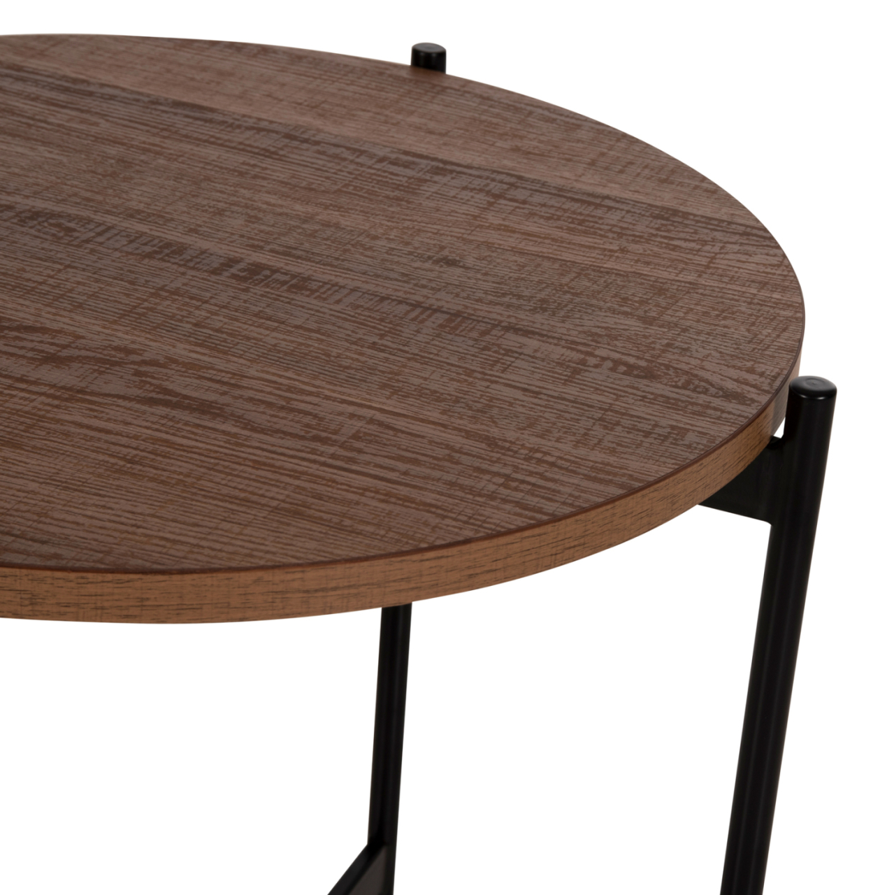 SIDE TABLE HM9589.04 MDF WALNUT-BLACK METAL BASE Φ50x55Hcm. [4]