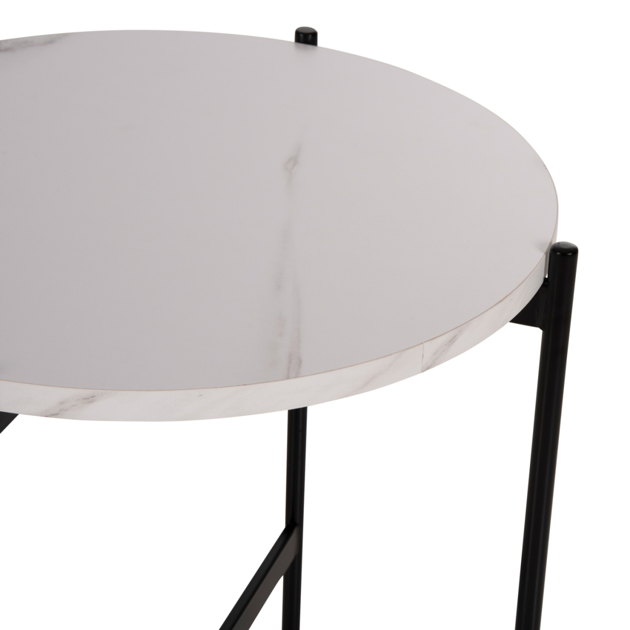 SIDE TABLE HM9589.05 MDF WHITE MARBLE-BLACK METAL BASE Φ50x55Hcm. [4]