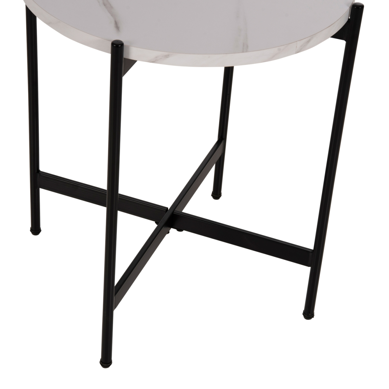 SIDE TABLE HM9589.05 MDF WHITE MARBLE-BLACK METAL BASE Φ50x55Hcm. [6]