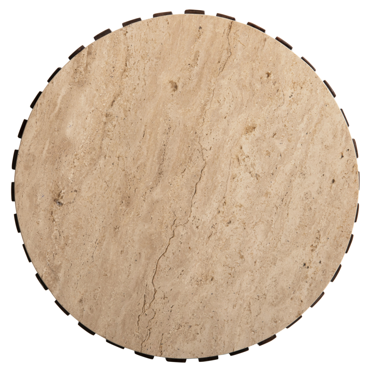 SIDE TABLE KREST HM9711 ACACIA WOOD IN LIGHT BROWN-WHITE TRAVERTINE Φ50x50Hcm. [6]