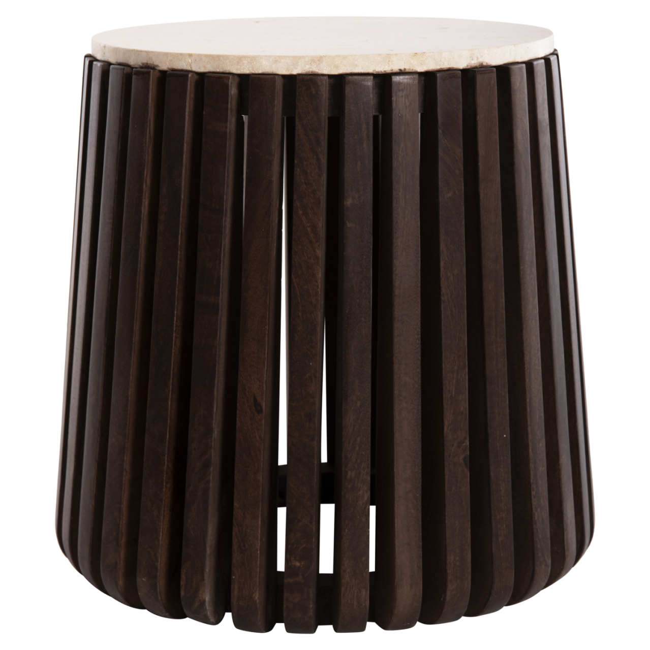 SIDE TABLE KREST HM9711 ACACIA WOOD IN LIGHT BROWN-WHITE TRAVERTINE Φ50x50Hcm. [4]