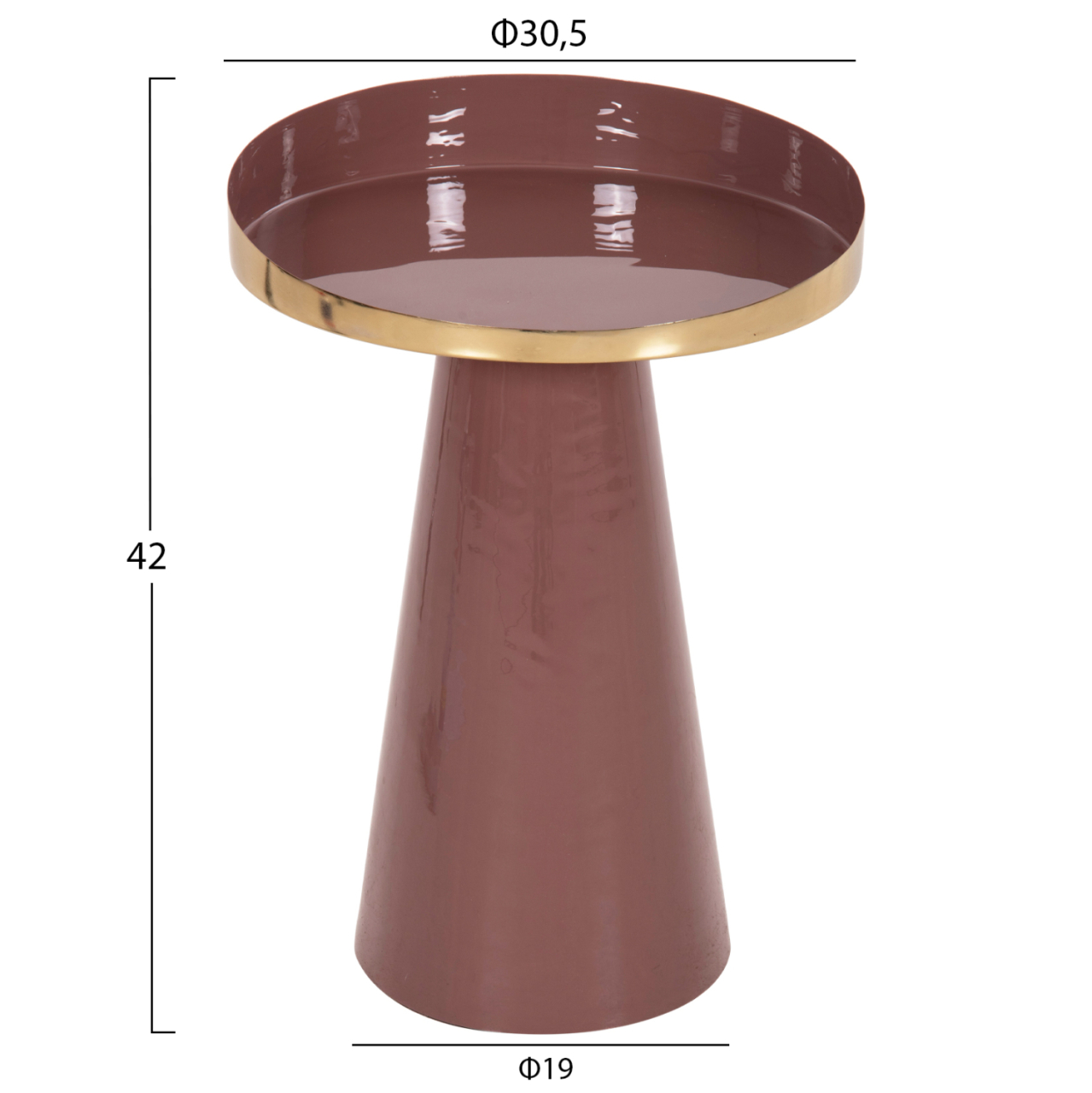 SIDE TABLE LATUR HM4250.06 METAL IN BROWNISH RED-GOLD Φ30,5x39-42Hcm. [2]