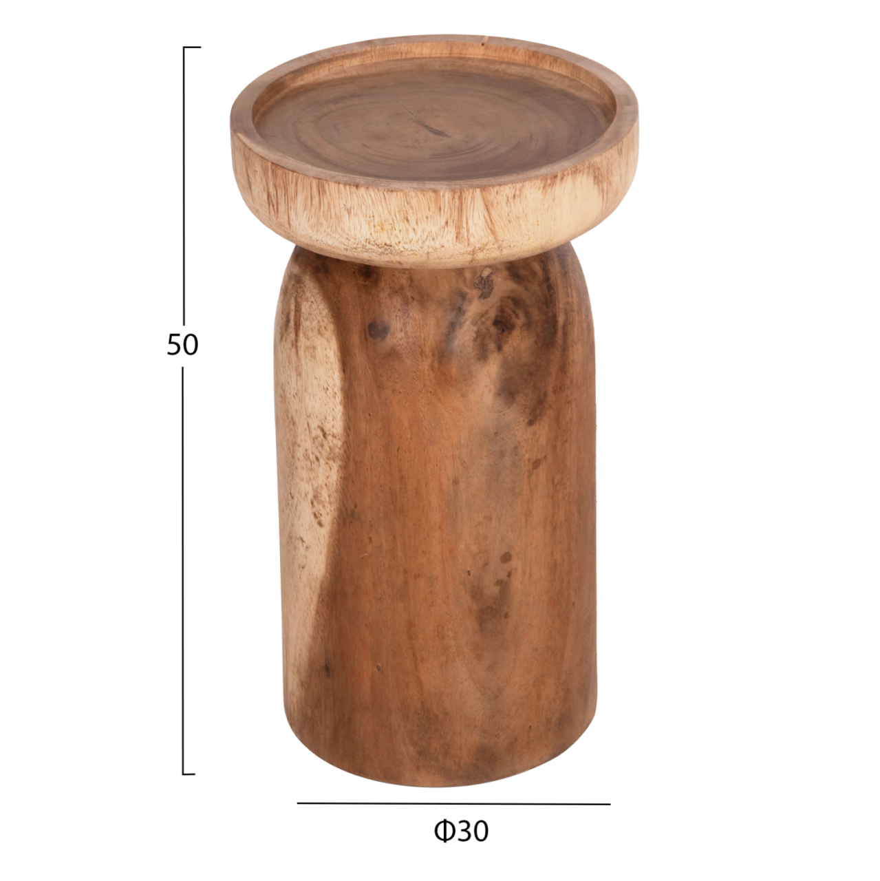 SIDE TABLE LOKI HM9899.11 SOLID SUAR WOOD IN NATURAL Φ30x50Hcm. [2]