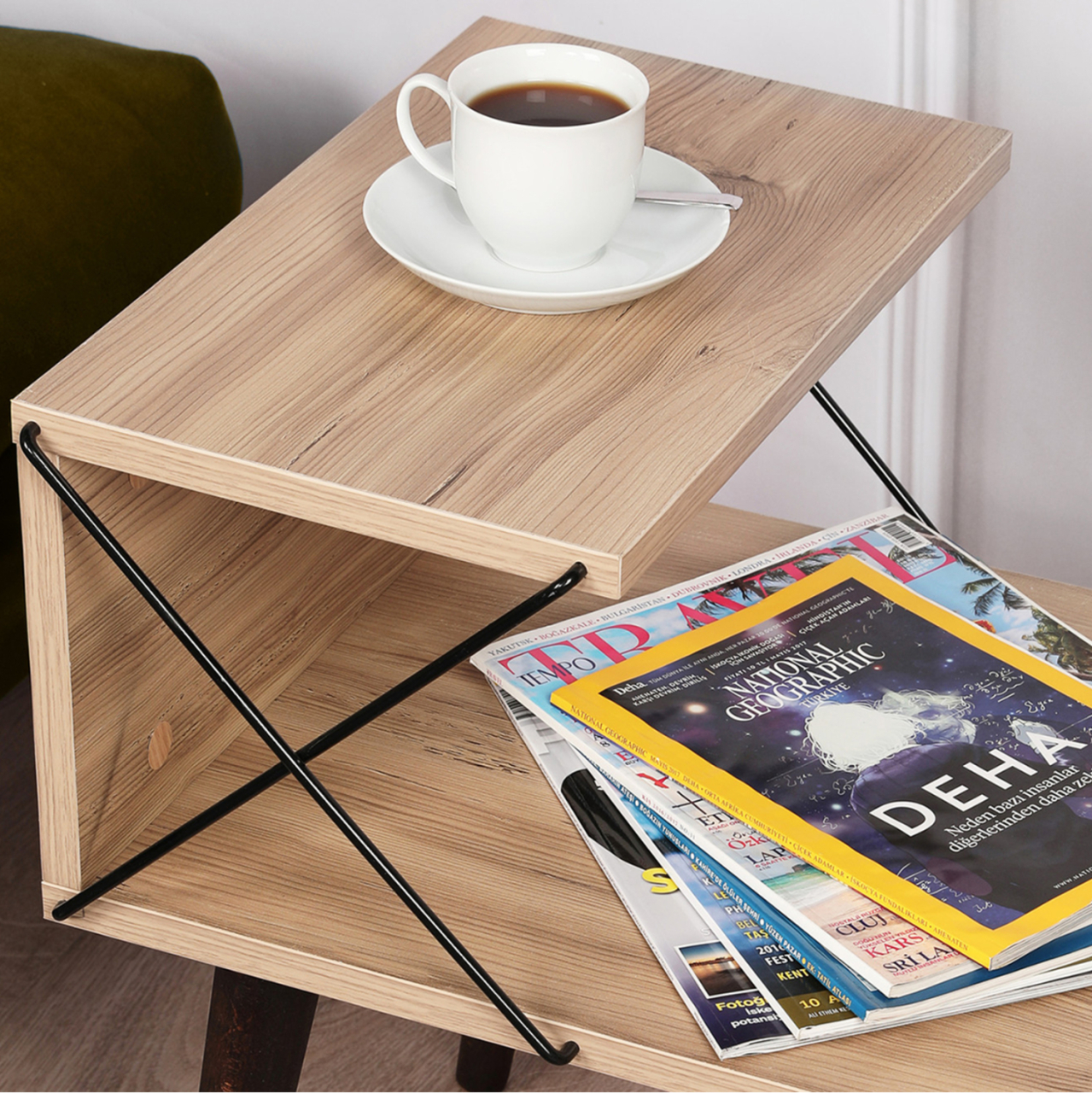 SIDE TABLE/NIGHTSTAND MELAMINE IN NATURAL COLOR 50x40x55Hcm.HM9434.01 [5]