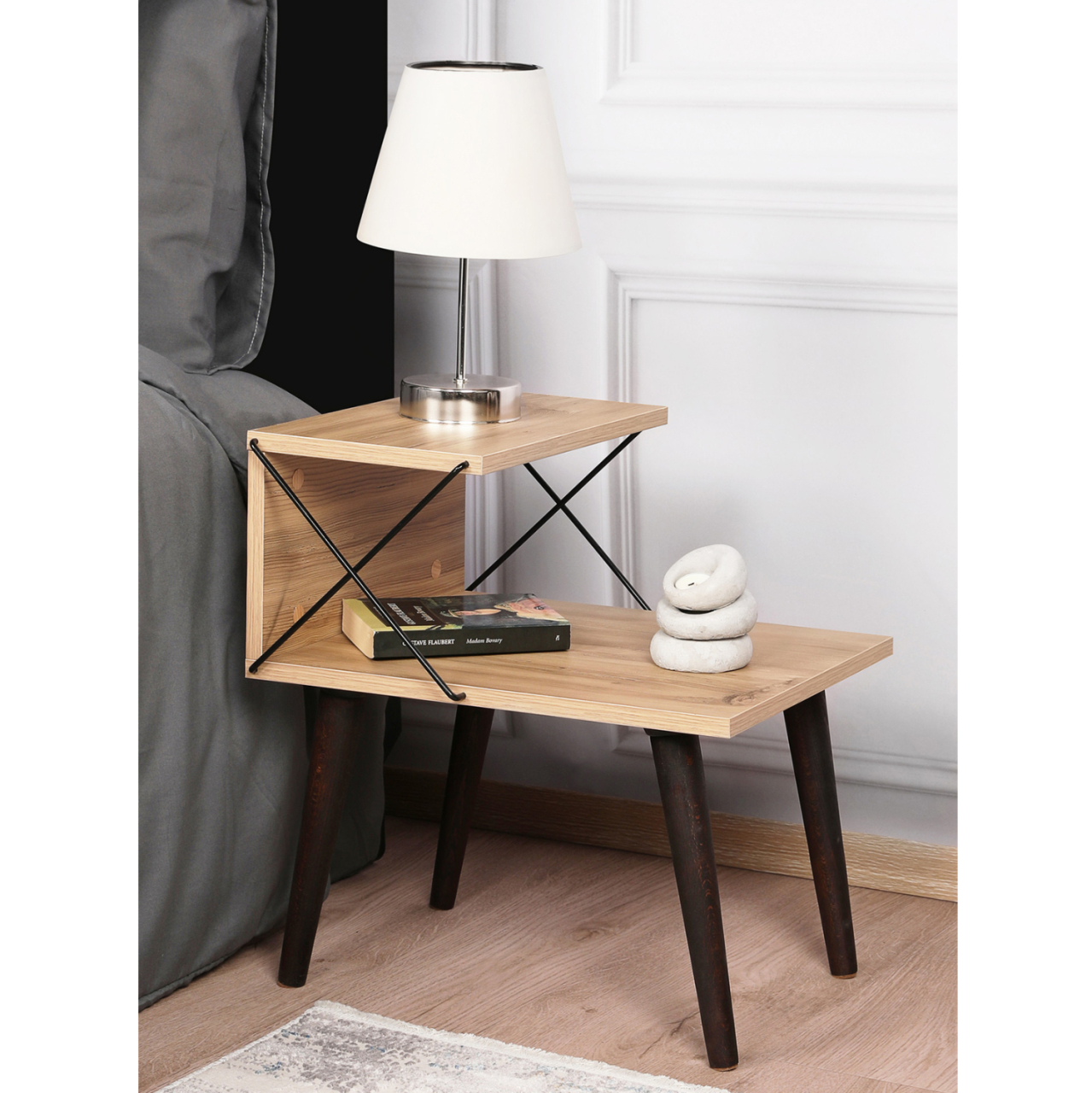 SIDE TABLE/NIGHTSTAND MELAMINE IN NATURAL COLOR 50x40x55Hcm.HM9434.01 [3]