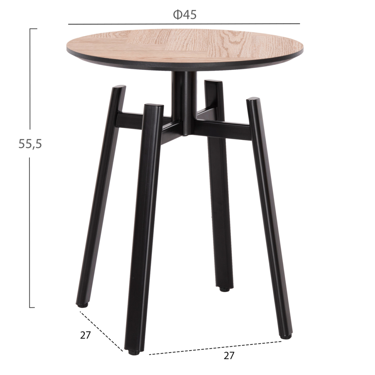 SIDE TABLE NORTON HM18036.03 METAL LEGS BLACK-MDF TOP SONAMA Φ45x55,5Hcm. [2]
