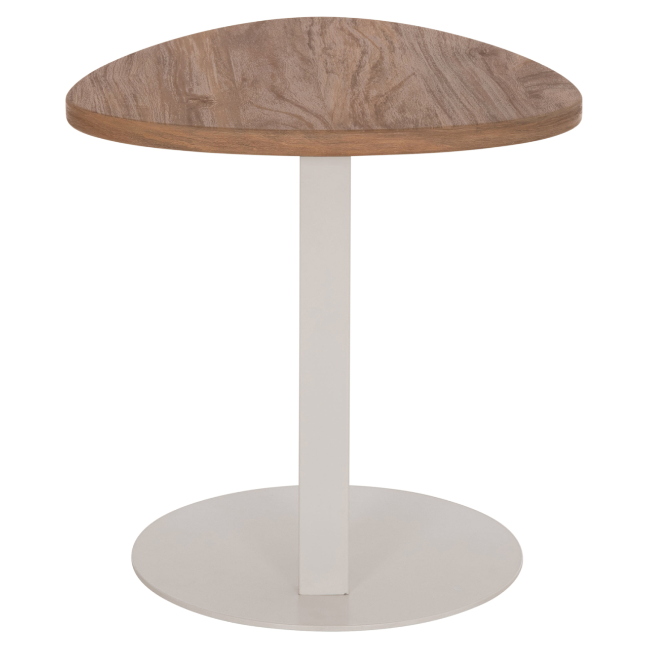 SIDE TABLE OVAL ALPER HM18328 MDF IN SONAMA--METAL BASE IN WHITE 50x50x51Hcm. [4]