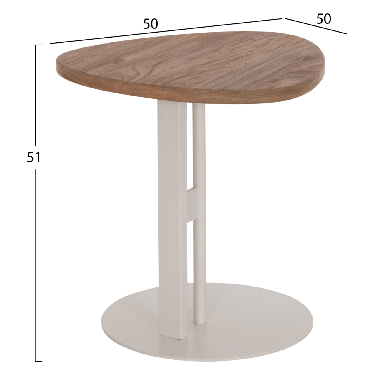 SIDE TABLE OVAL ALPER HM18328 MDF IN SONAMA--METAL BASE IN WHITE 50x50x51Hcm. [2]