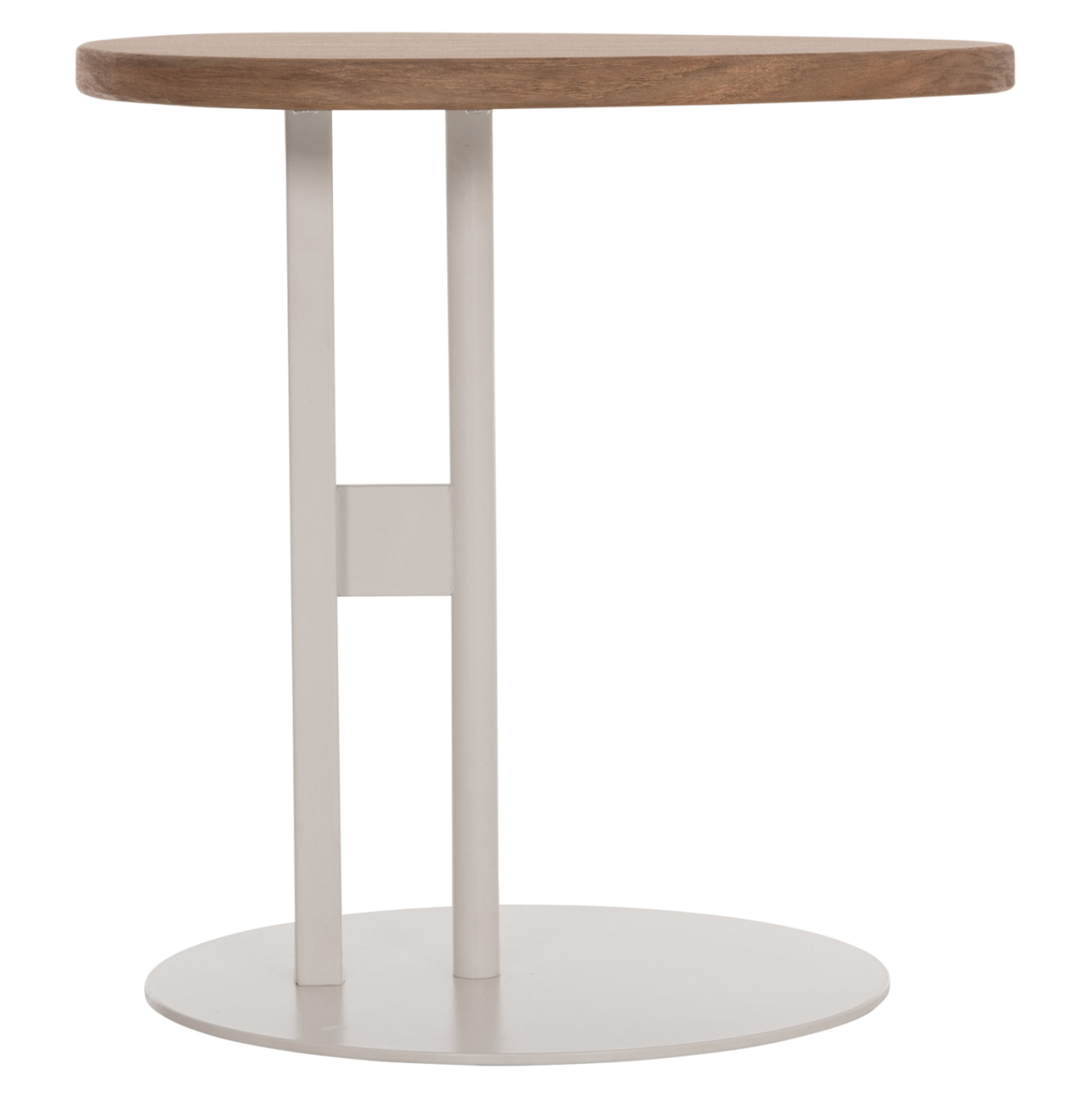 SIDE TABLE OVAL ALPER HM18328 MDF IN SONAMA--METAL BASE IN WHITE 50x50x51Hcm. [3]