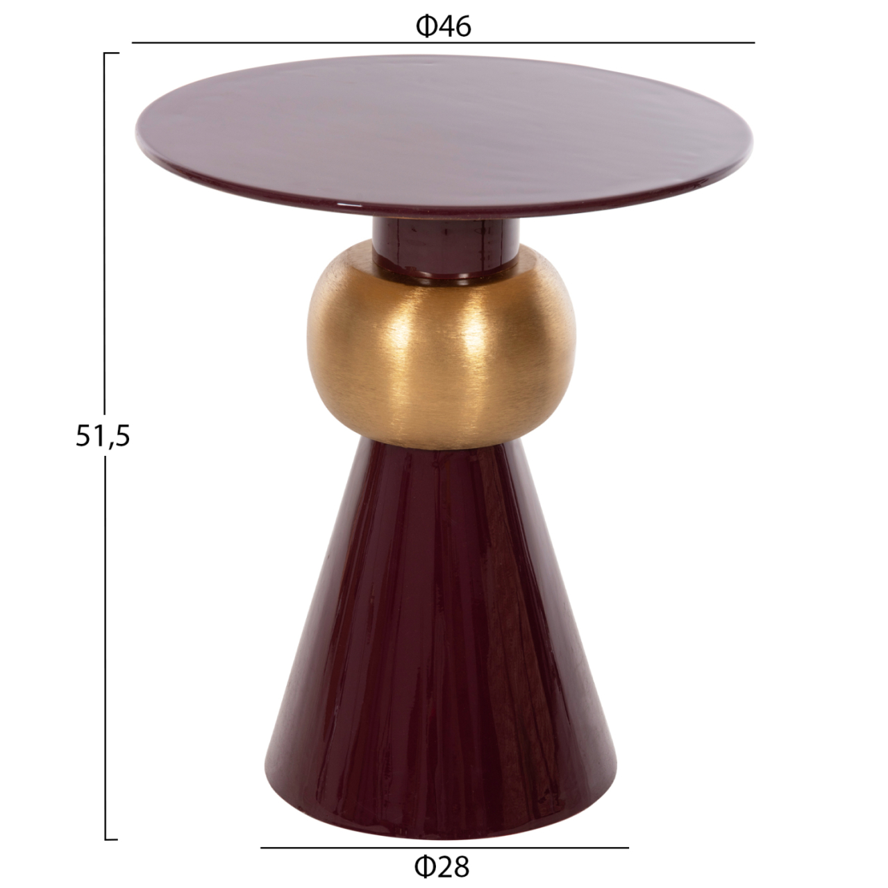 SIDE TABLE PATNA HM4234.06 METAL IN MAROON-GOLD Φ46x51,5Hcm. [2]