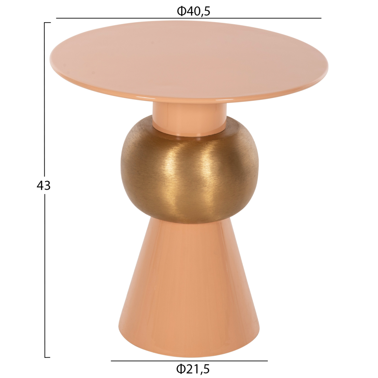 SIDE TABLE PATNA HM4235.08 METAL IN WARM PINK(SALMON)-GOLD Φ40,5x43Hcm. [2]