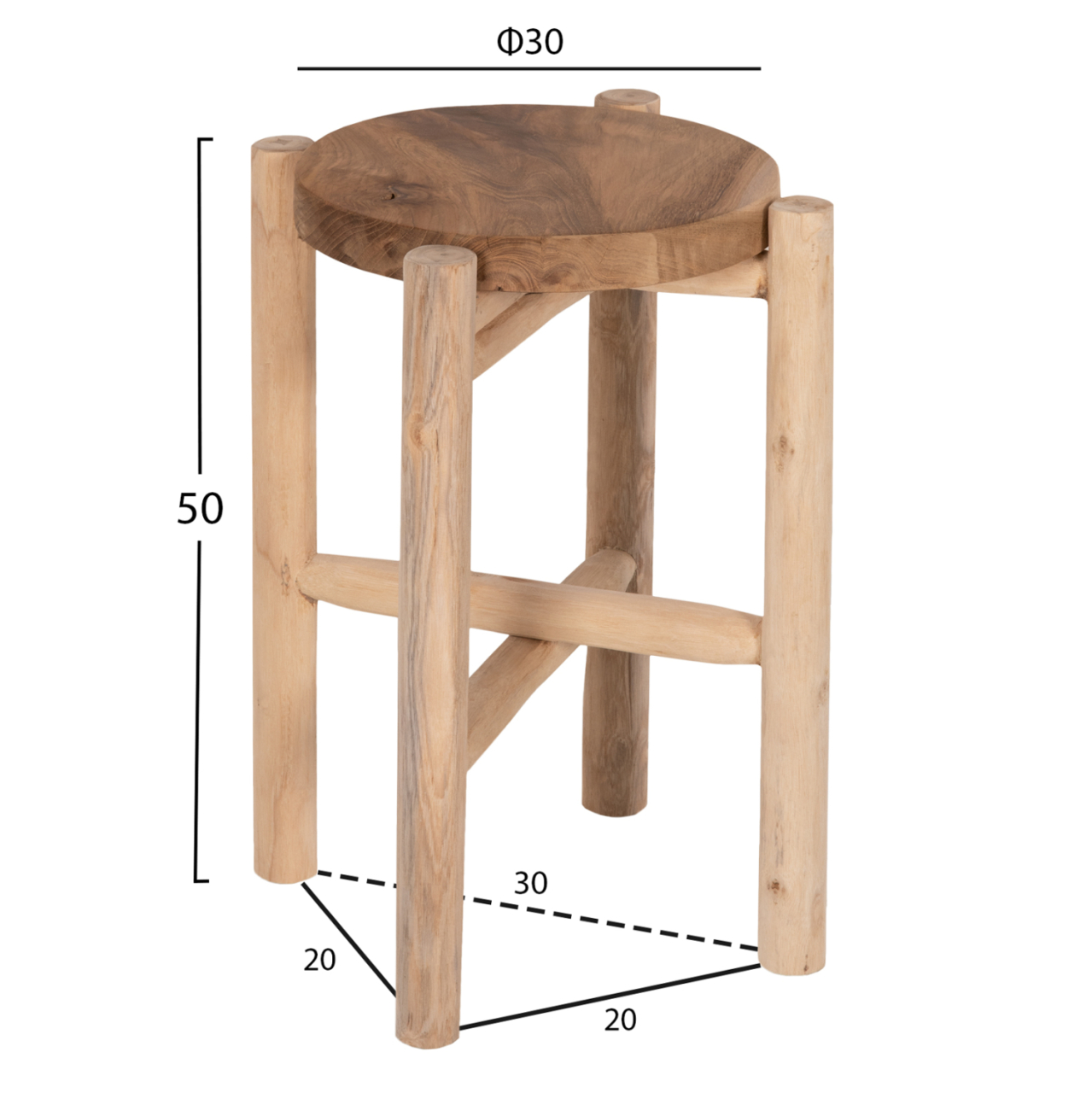 SIDE TABLE/PEDESTAL HOVER HM7900 TEAK WOOD IN NATURAL COLOR Φ30x50Hcm. [2]