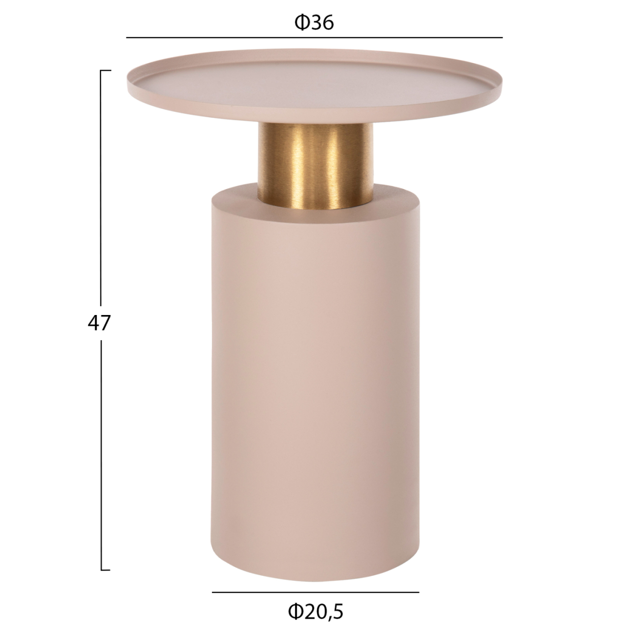 SIDE TABLE PUNJAB HM4239.03 METAL IN ECRU-GOLD/BRASS Φ36x47Hcm. [2]