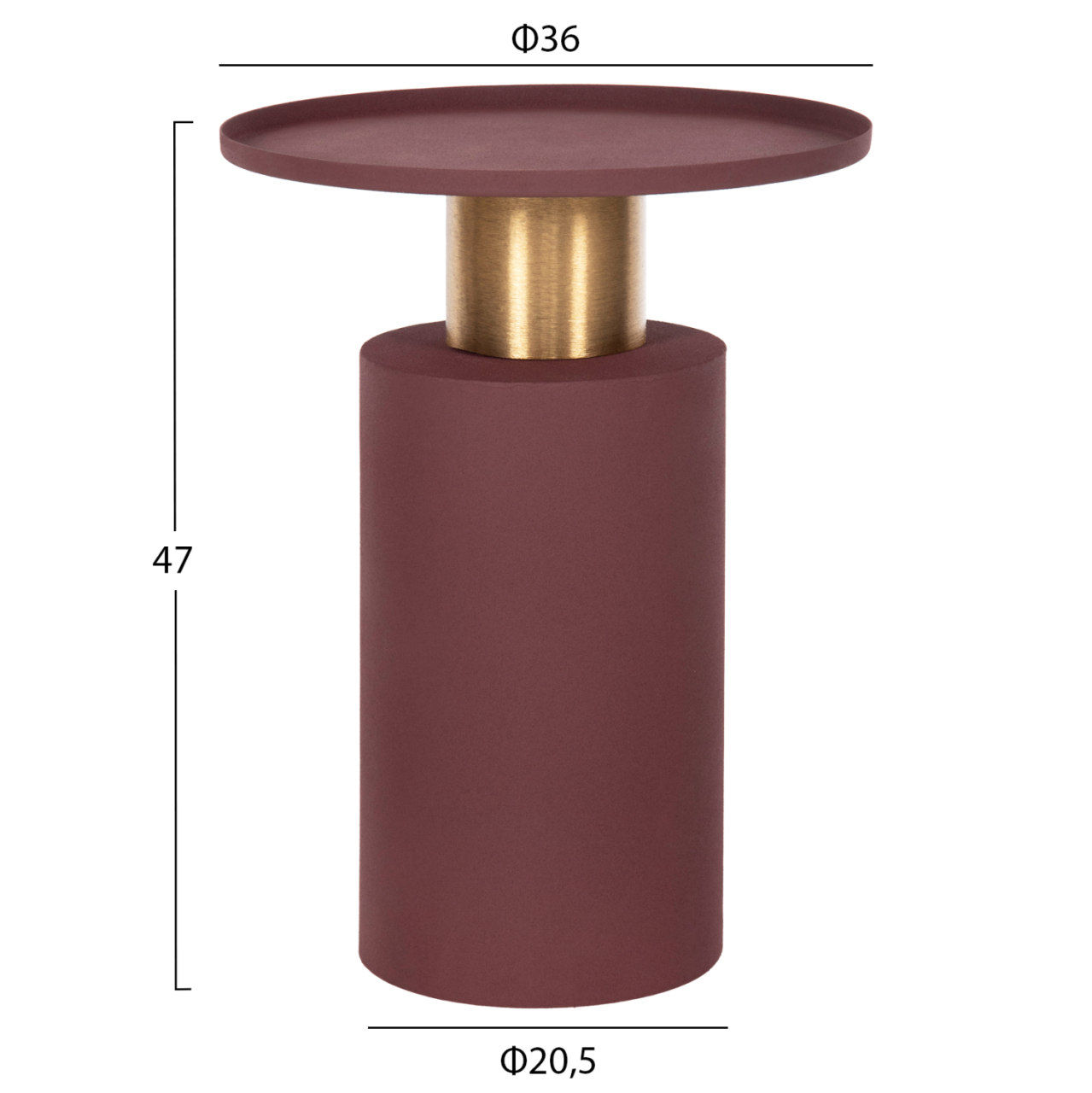 SIDE TABLE PUNJAB HM4239.06 METAL IN BRICK RED-GOLD/BRASS Φ36x47Hcm. [2]