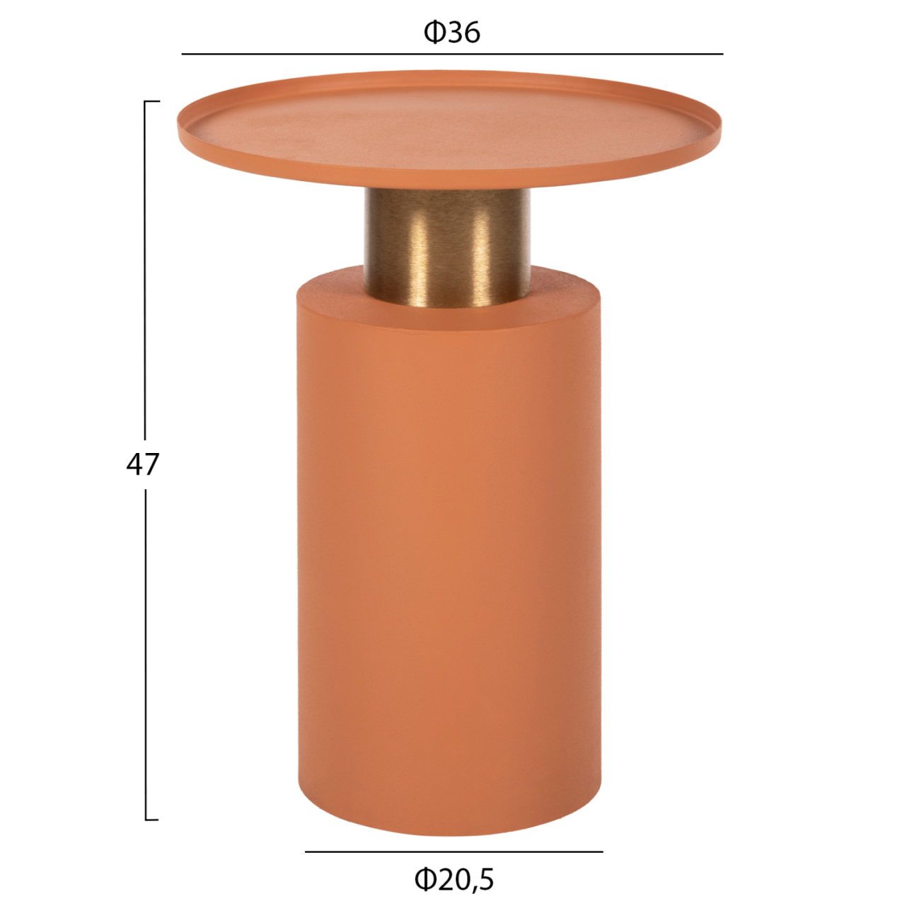 SIDE TABLE PUNJAB HM4239.08 METAL IN ORANGE-GOLD/BRASS Φ36x47Hcm. [2]