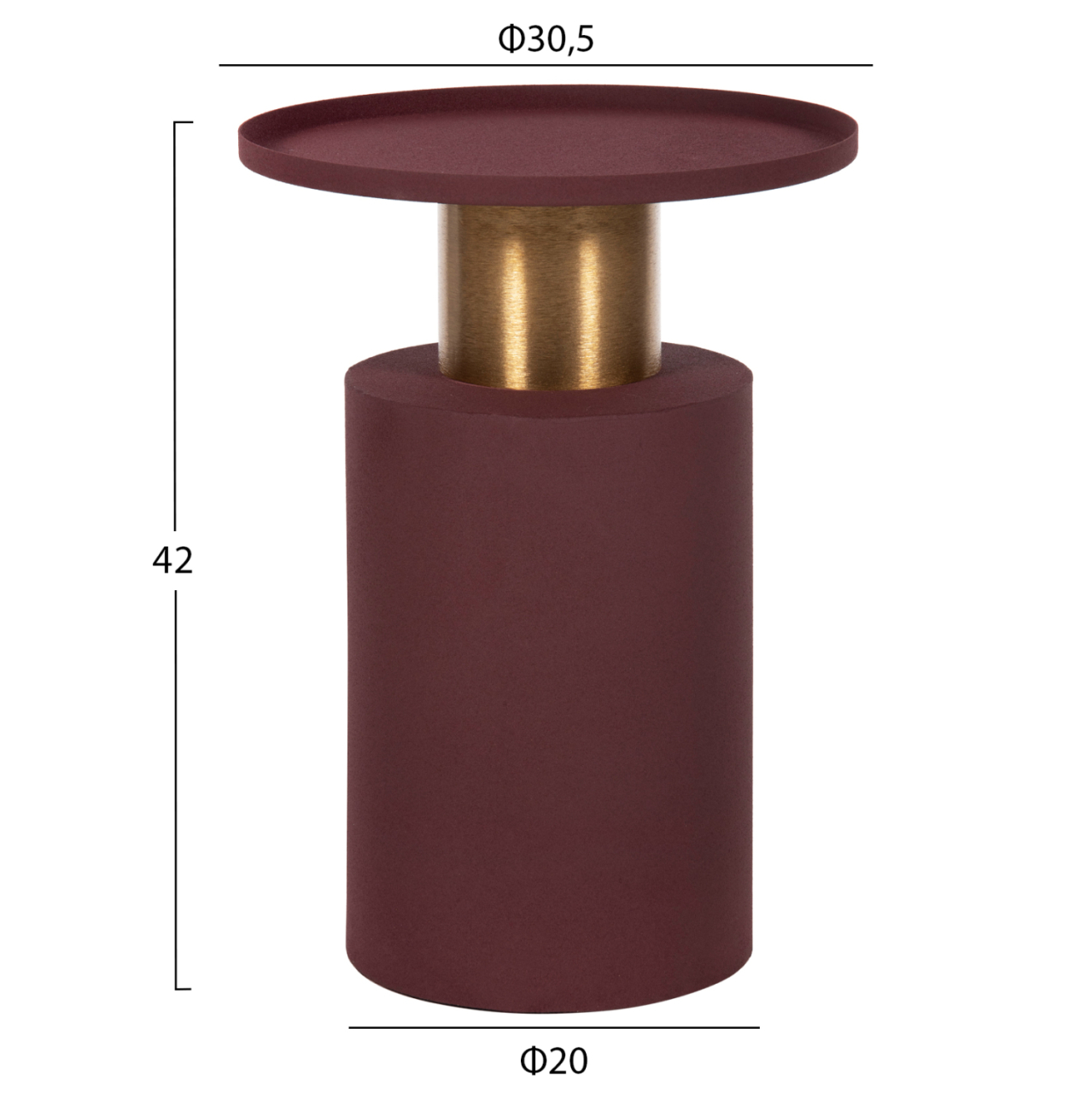 SIDE TABLE PUNJAB HM4240.06 METAL IN BRICK-RED-GOLD/BRASS Φ30.5x42Hcm. [2]