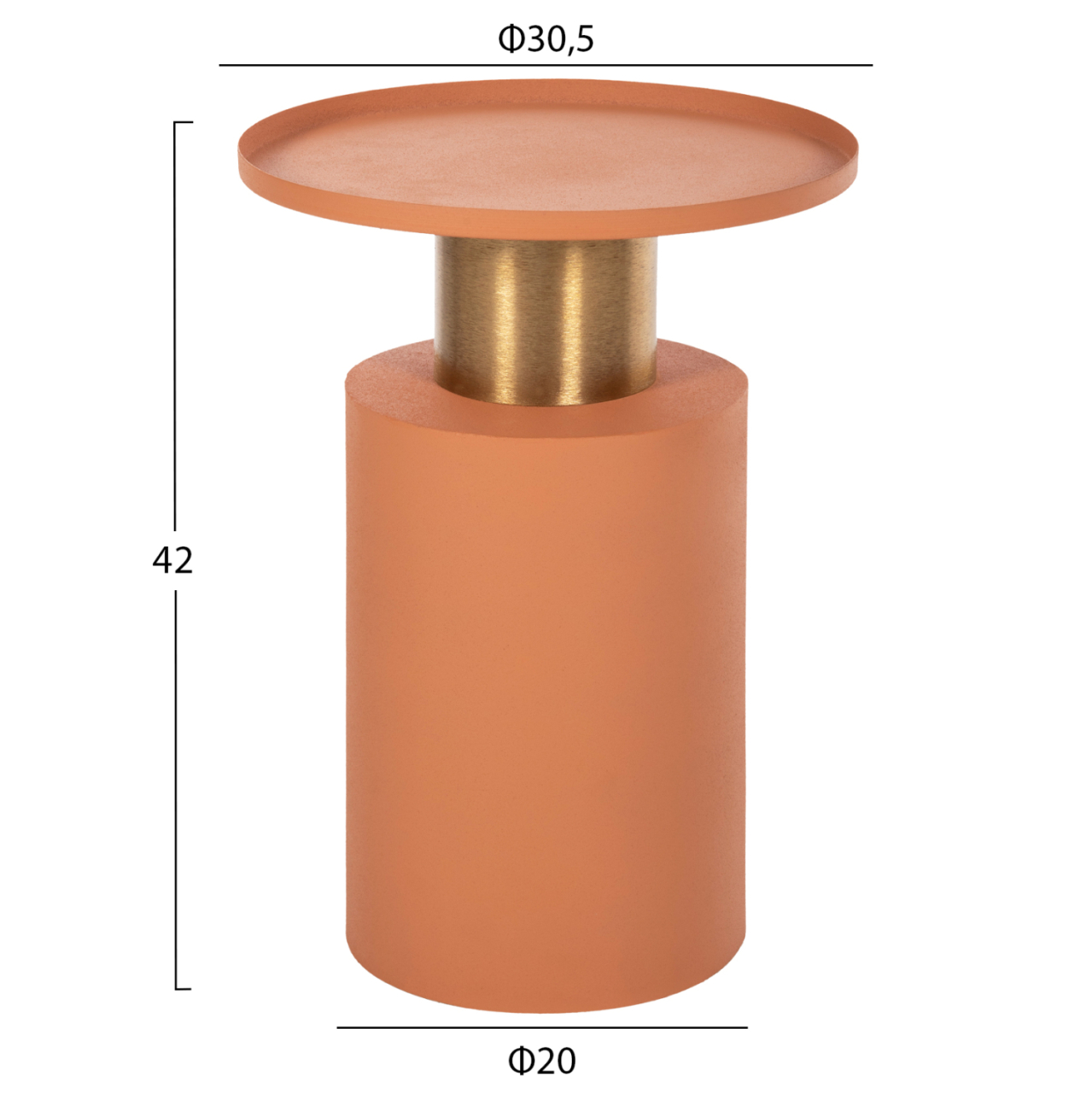 SIDE TABLE PUNJAB HM4240.08 METAL IN ORANGE-GOLD/BRASS Φ30.5x42Hcm. [2]