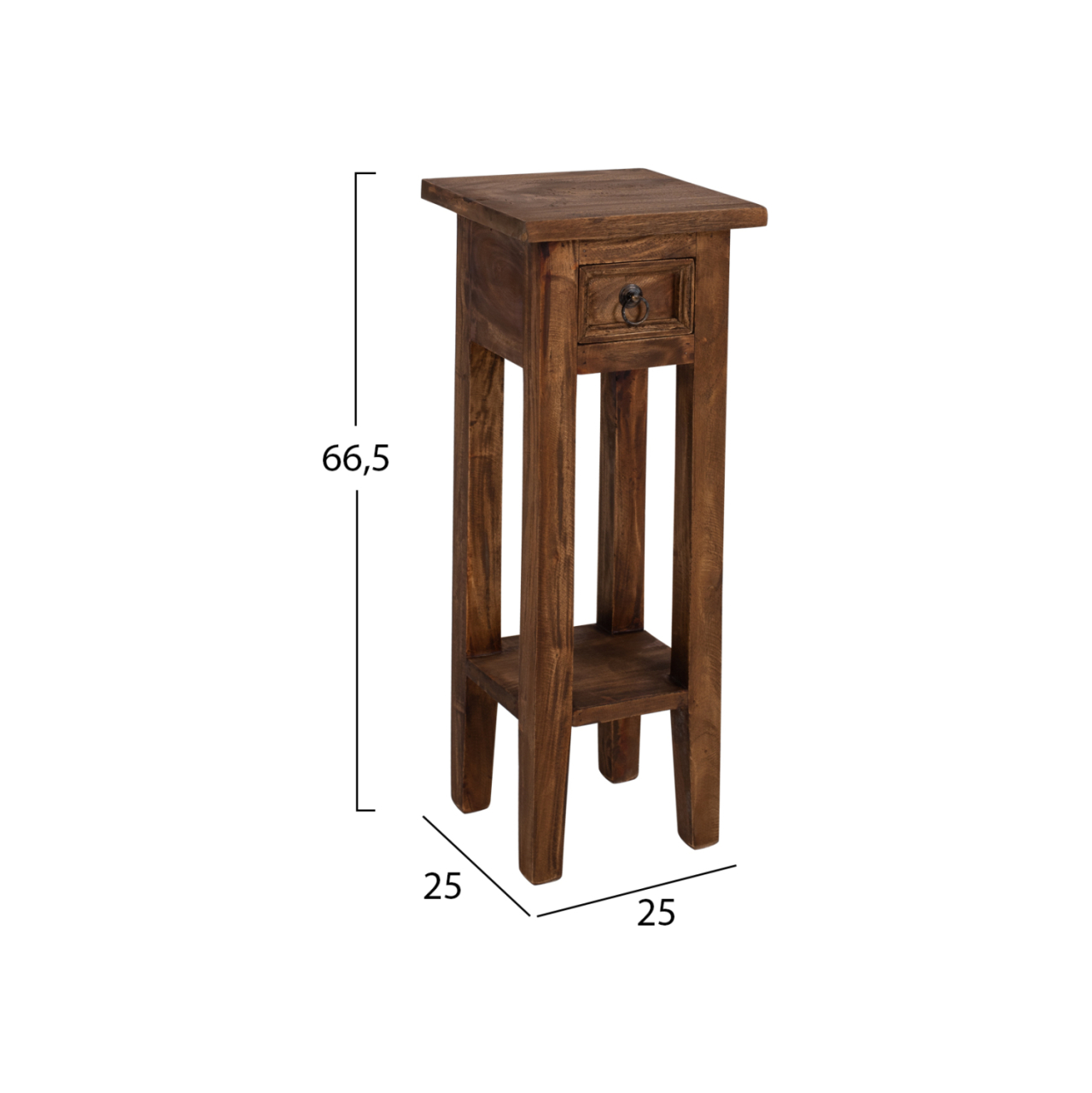 SIDE TABLE RAMU HM9484.01 MAHOGANY WOOD WITH A DRAWER IN NATURAL COLOR 25x25x66,5Hcm. [2]