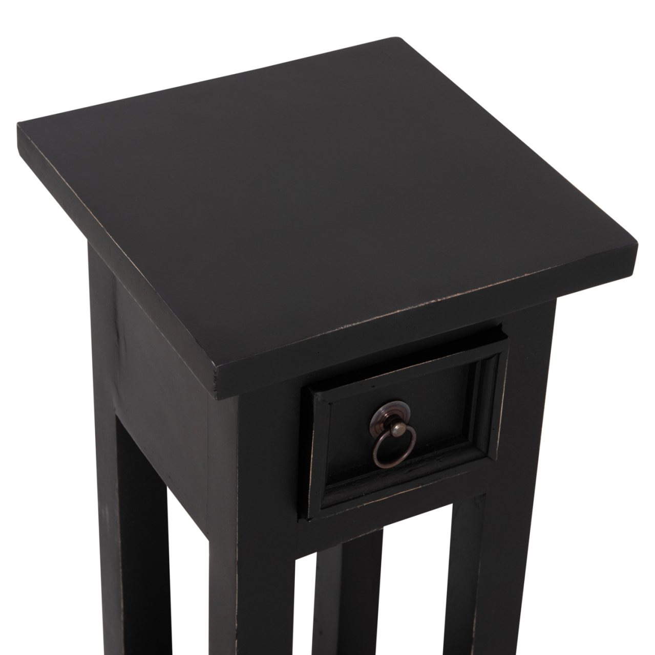 SIDE TABLE RAMU HM9484.02 MAHOGANY WOOD WITH A DRAWER IN BLACK 25x25x66,5Hcm. [7]