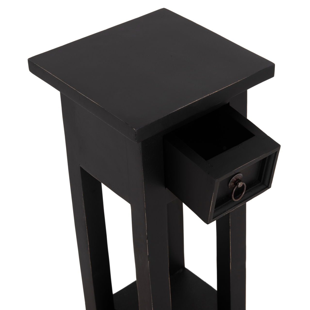 SIDE TABLE RAMU HM9484.02 MAHOGANY WOOD WITH A DRAWER IN BLACK 25x25x66,5Hcm. [10]
