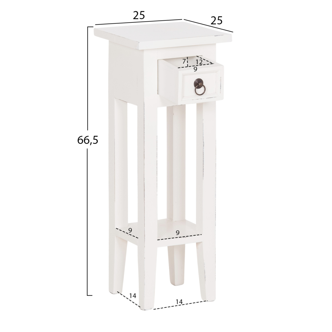 SIDE TABLE RAMU HM9484.03 MAHOGANY WOOD WITH A DRAWER IN WHITE 25x25x66.5Hcm. [2]