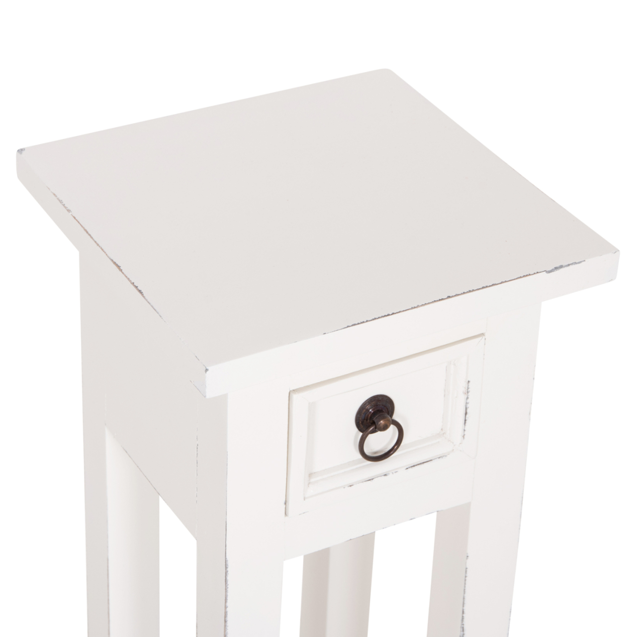 SIDE TABLE RAMU HM9484.03 MAHOGANY WOOD WITH A DRAWER IN WHITE 25x25x66.5Hcm. [7]