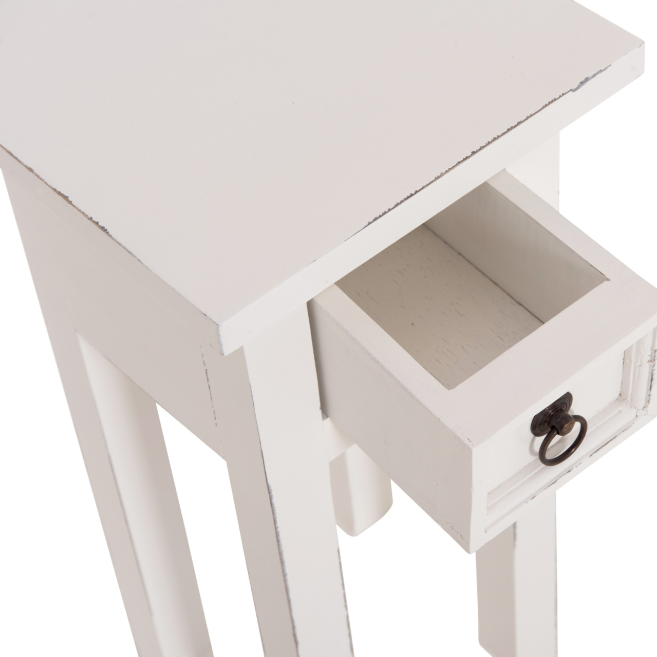 SIDE TABLE RAMU HM9484.03 MAHOGANY WOOD WITH A DRAWER IN WHITE 25x25x66.5Hcm. [9]