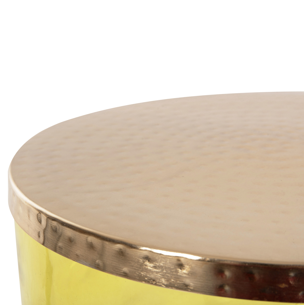 SIDE TABLE RANE HM9731 LIGHT GREEN GLASS BASE-METAL TOP IN GOLD Φ36x47Hcm. [5]
