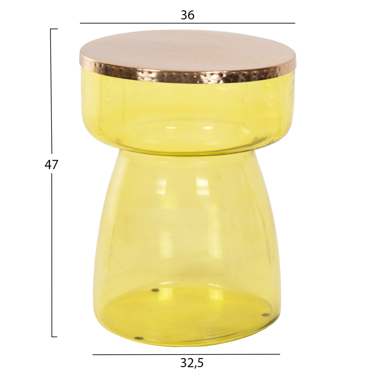 SIDE TABLE RANE HM9731 LIGHT GREEN GLASS BASE-METAL TOP IN GOLD Φ36x47Hcm. [2]