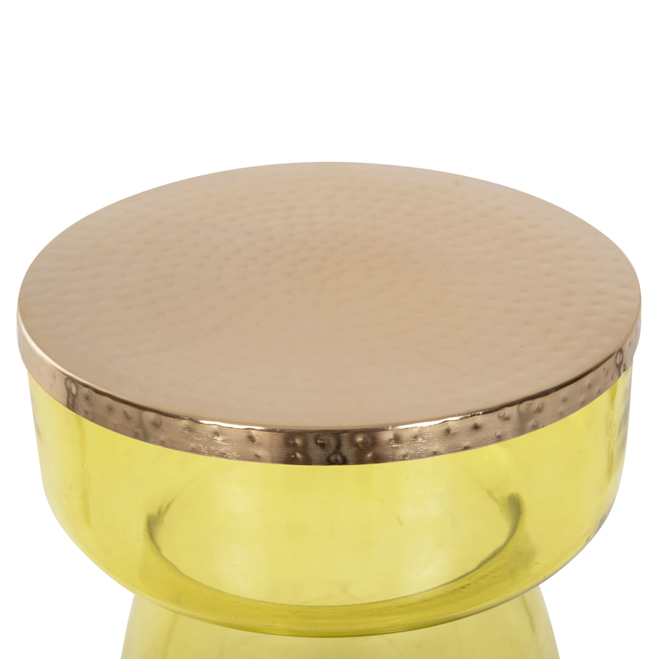 SIDE TABLE RANE HM9731 LIGHT GREEN GLASS BASE-METAL TOP IN GOLD Φ36x47Hcm. [4]