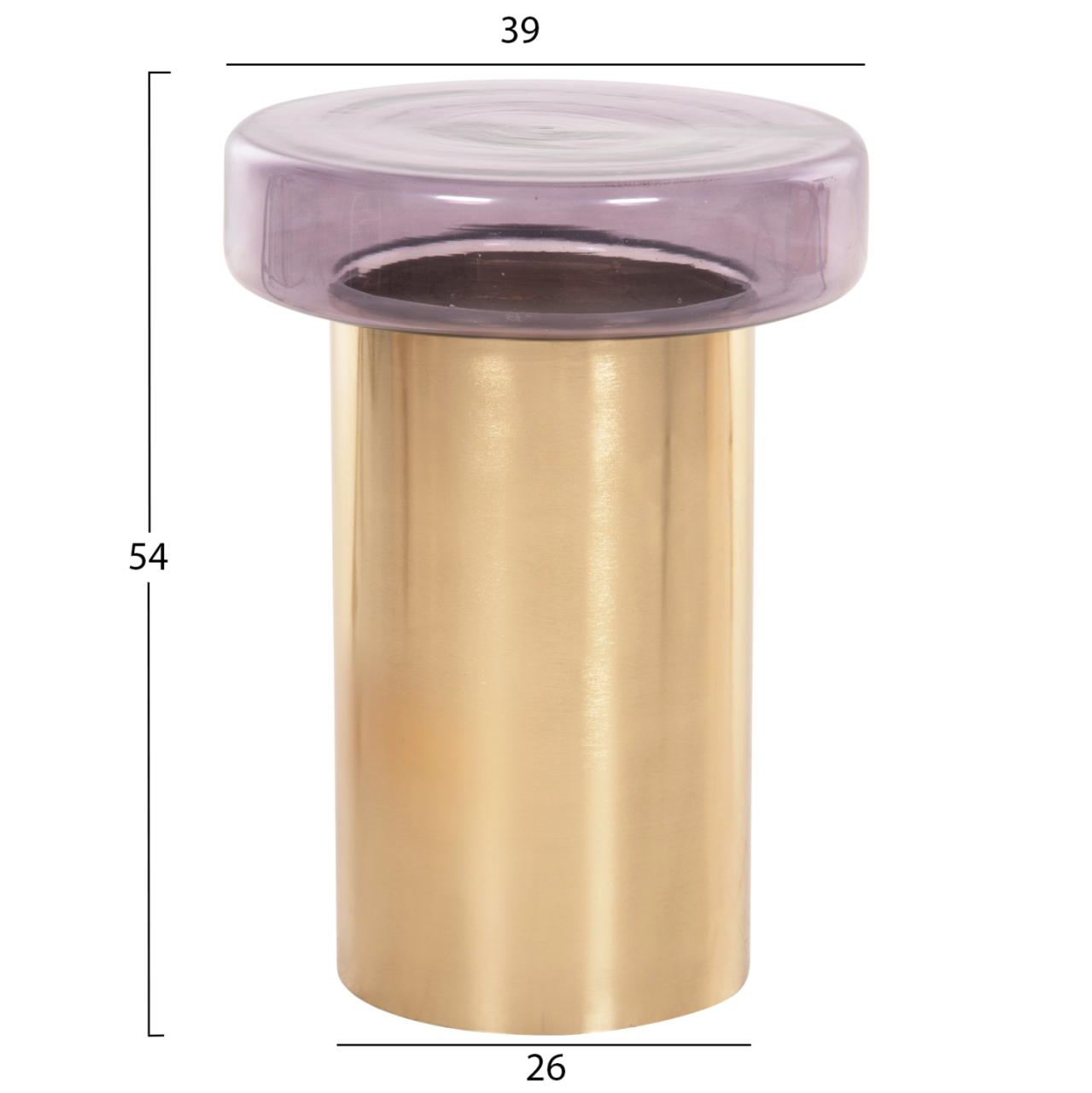 SIDE TABLE ROUND CARMO HM9728 PURPLE GLASS TOP-GOLD METAL BASE Φ39Χ54Hcm. [2]
