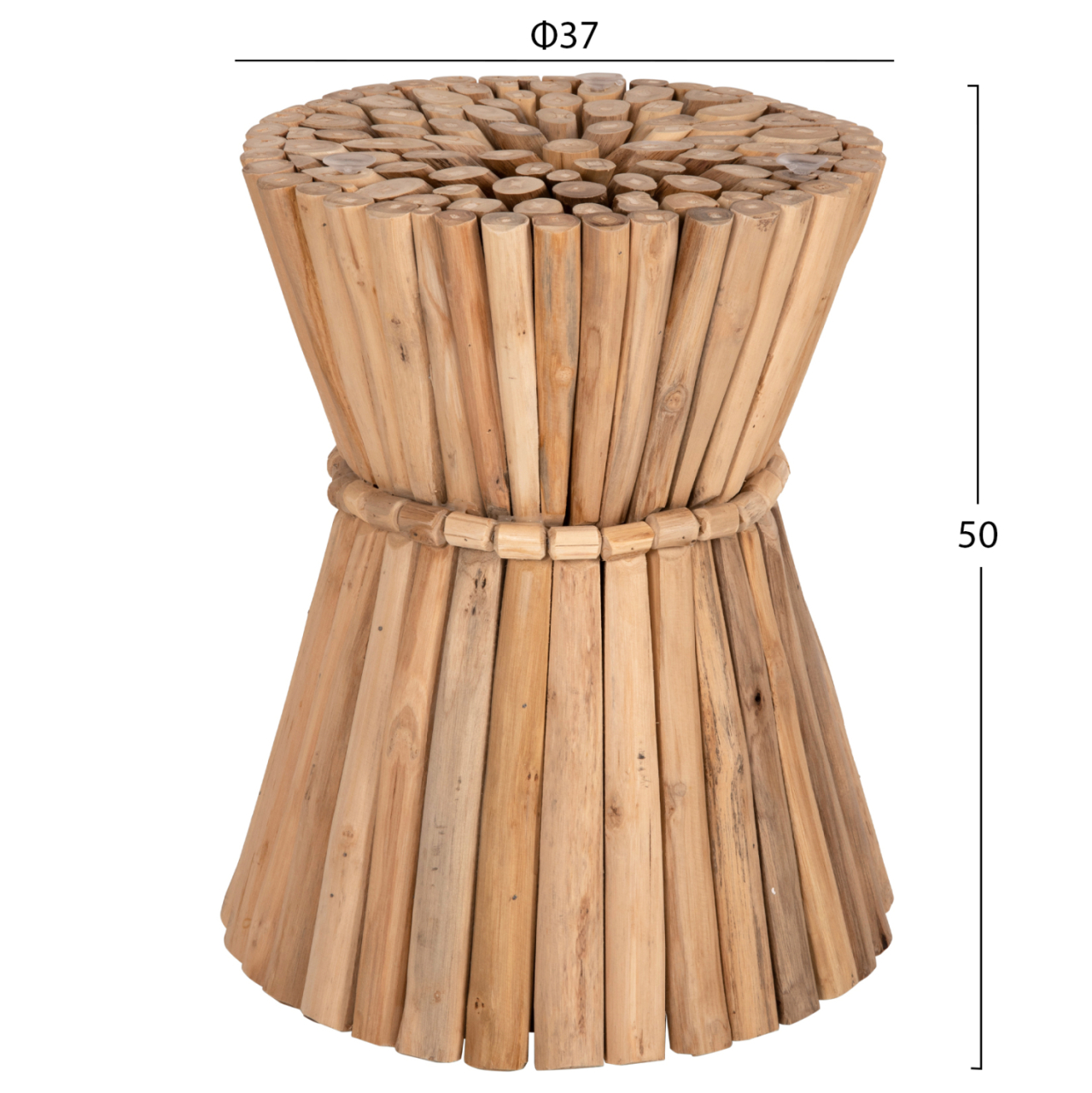 SIDE TABLE ROUND COOTER HM9792 TEAK BRANCHES IN NATURAL Φ37x50Hcm. [2]