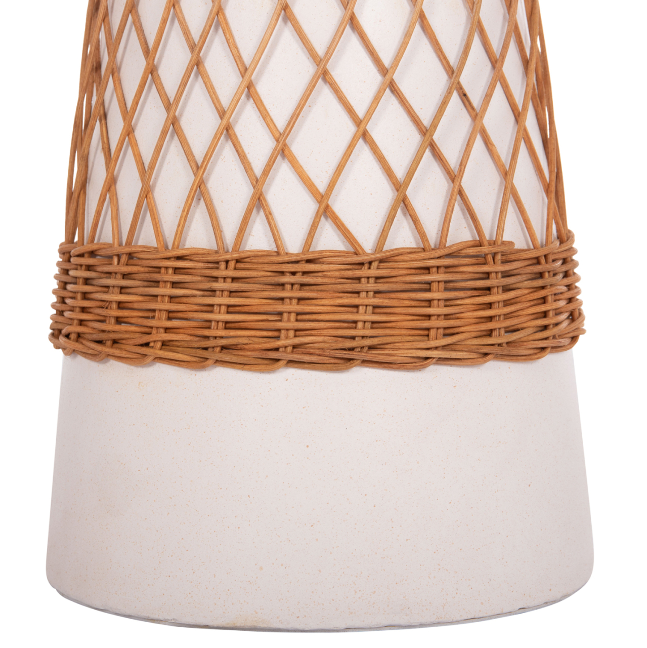 SIDE TABLE ROUND DELIA HM18167.02 FIBER CEMENT WHITE and RATTAN Φ40x45Hcm. [10]