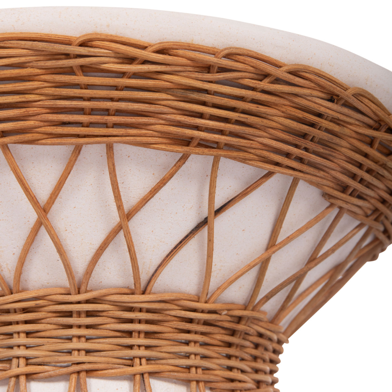 SIDE TABLE ROUND DELIA HM18167.02 FIBER CEMENT WHITE and RATTAN Φ40x45Hcm. [9]