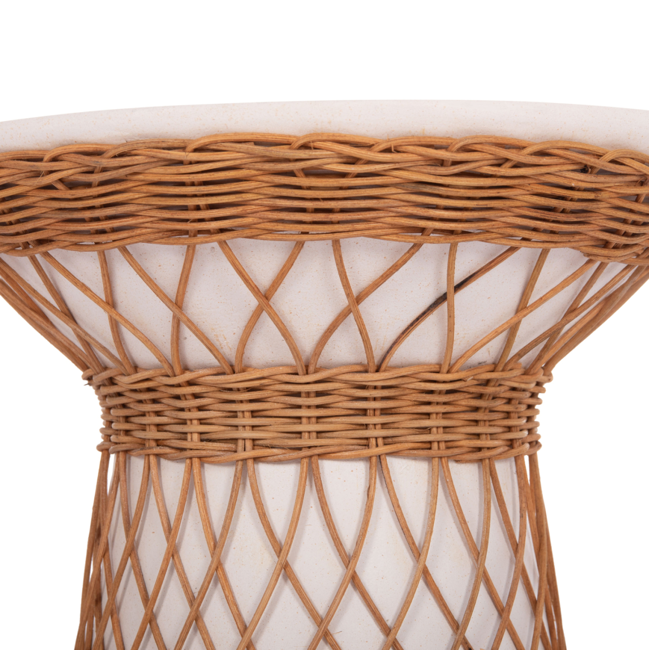 SIDE TABLE ROUND DELIA HM18167.02 FIBER CEMENT WHITE and RATTAN Φ40x45Hcm. [5]