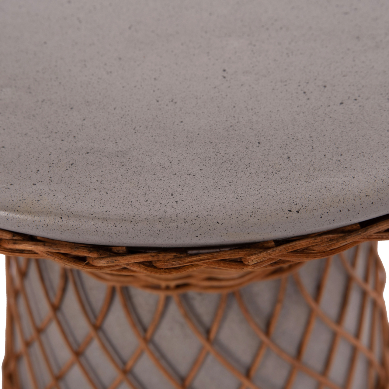 SIDE TABLE ROUND DELIA HM18167.03 FIBER CEMENT GREY and RATTAN Φ40x45Hcm. [8]