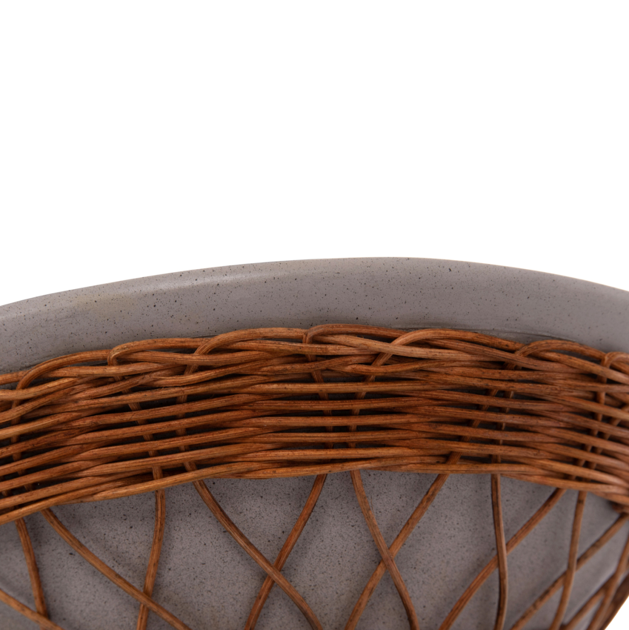 SIDE TABLE ROUND DELIA HM18167.03 FIBER CEMENT GREY and RATTAN Φ40x45Hcm. [7]