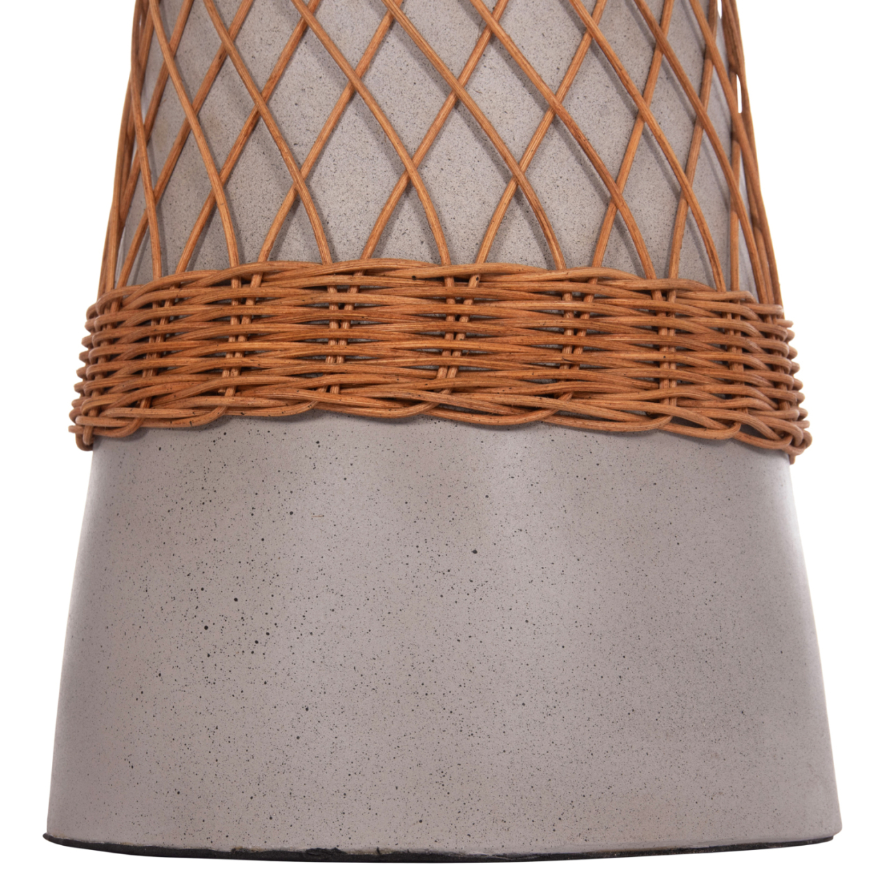 SIDE TABLE ROUND DELIA HM18167.03 FIBER CEMENT GREY and RATTAN Φ40x45Hcm. [10]
