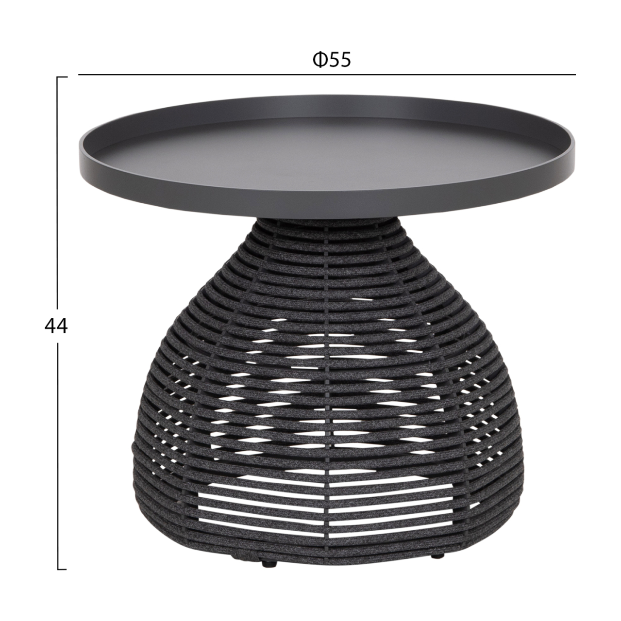 SIDE TABLE ROUND DRISCOLL HM6477.01 GREY ALUMINUM and ROPE Φ55x44Hcm. [2]