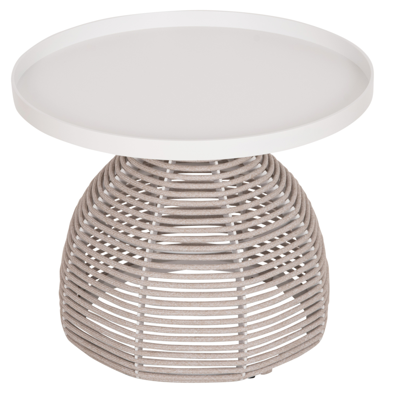 SIDE TABLE ROUND DRISCOLL HM6477.02 CREAM WHITE ALUMINUM-LIGHT GREY ROPE Φ55x44Hcm. [6]