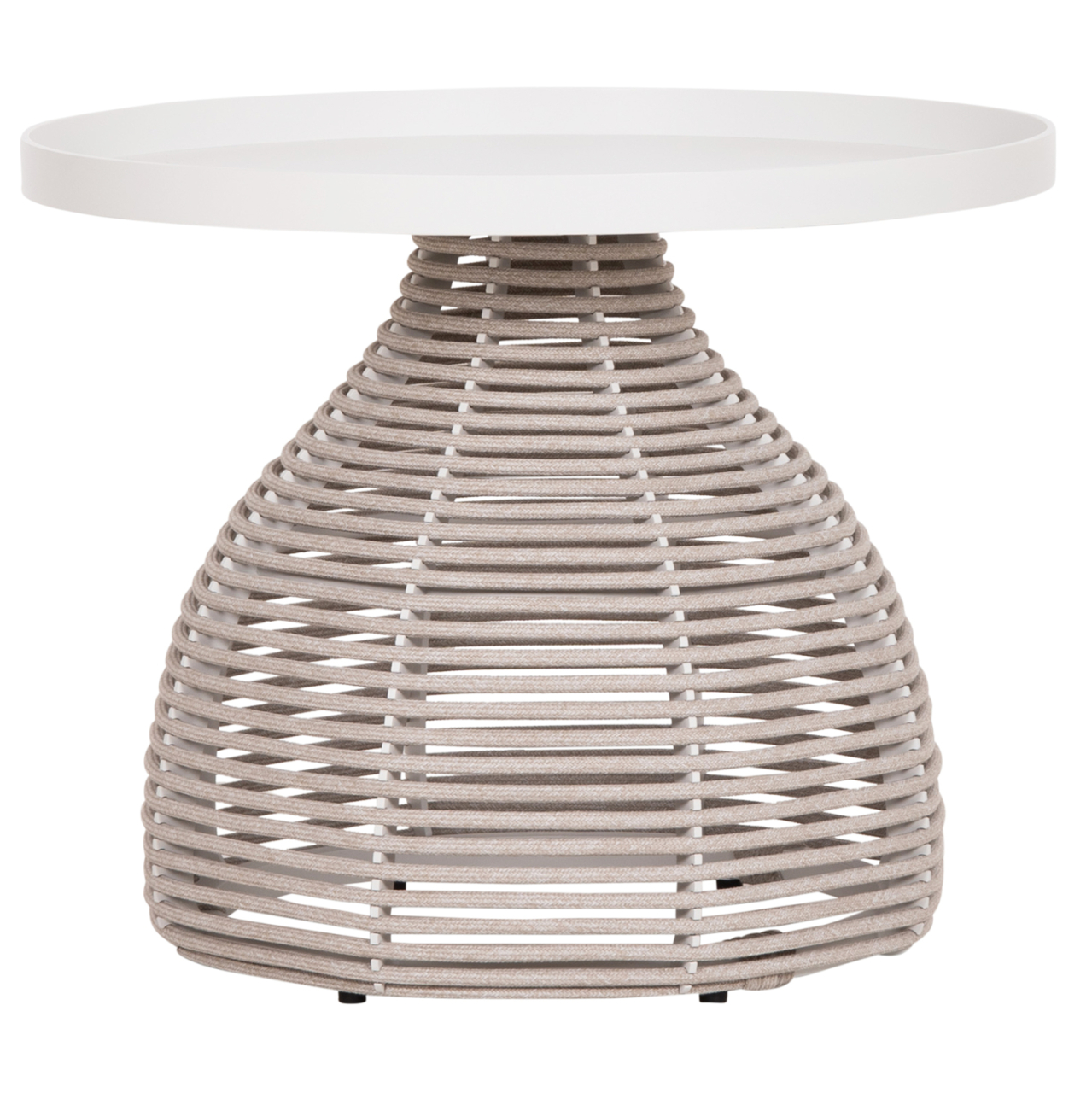 SIDE TABLE ROUND DRISCOLL HM6477.02 CREAM WHITE ALUMINUM-LIGHT GREY ROPE Φ55x44Hcm. [3]