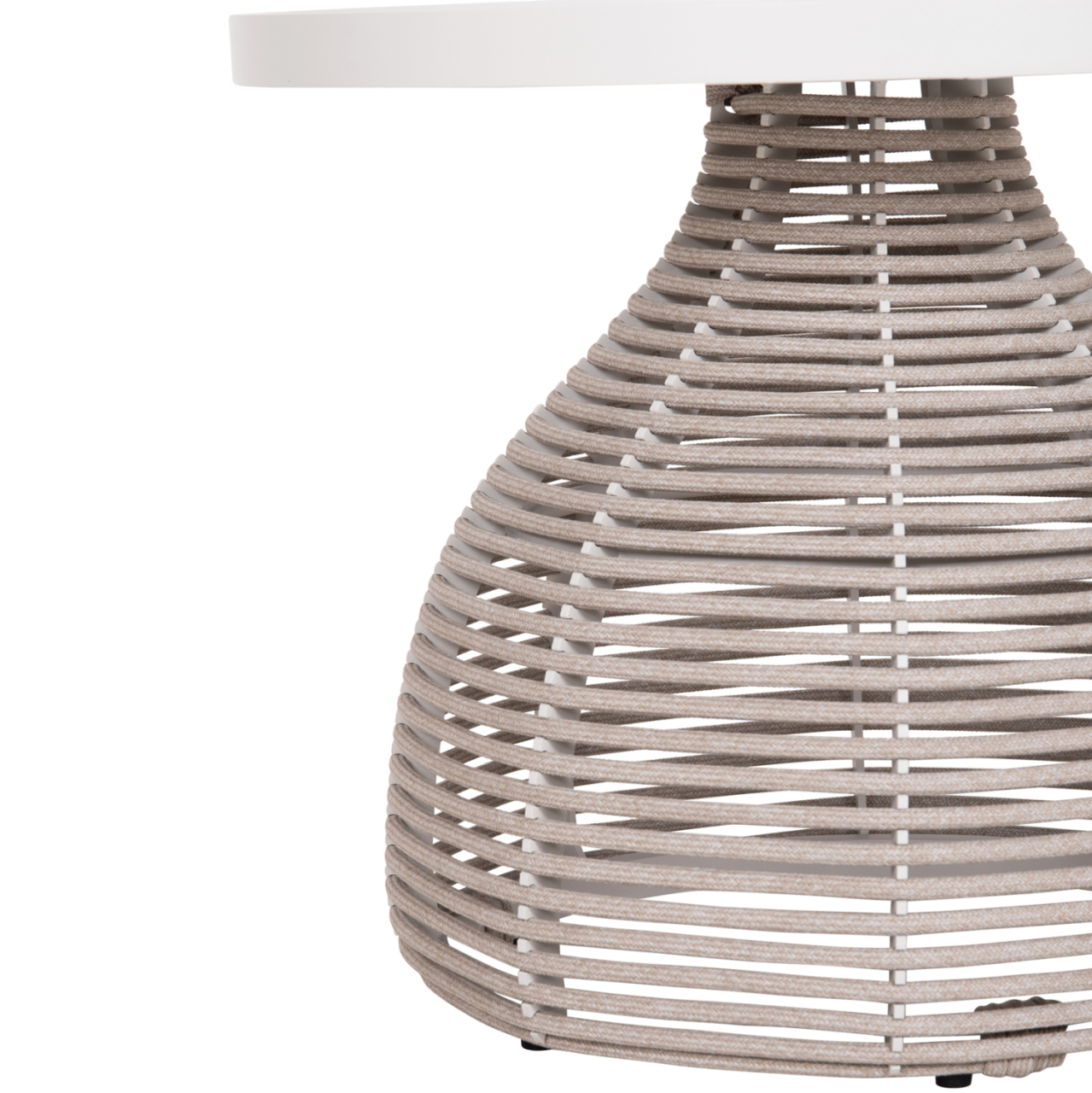 SIDE TABLE ROUND DRISCOLL HM6477.02 CREAM WHITE ALUMINUM-LIGHT GREY ROPE Φ55x44Hcm. [8]